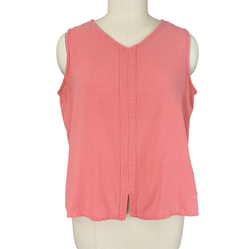 Oh My Gauze! Tank Top Tunic Shell Womens sz 3 XXL Coral Cotton Beachy Lagenlook